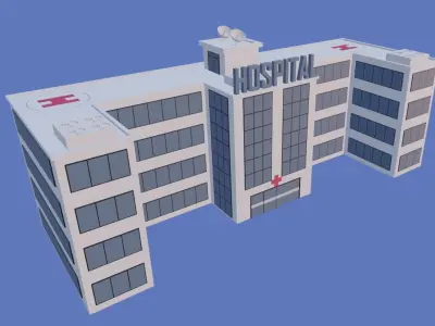 Caortoon Hospital Building Low-poly 3D model