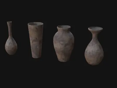 old Vases set 2 Low-poly 3D model