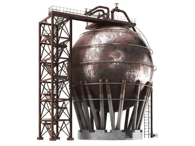 Detailed Rusted Oil Storage 3D model