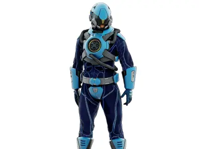 CYBER ASTRONAUT-X  Rigged for Unreal Engine - Unity - MIXAMO 3D model