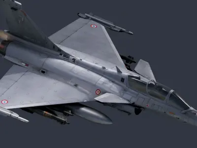 Dassault Rafale B - Fully Rigged - with high resolution Textures Low-poly 3D model