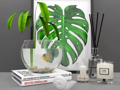 decorative set 02 with aquarium 3D model