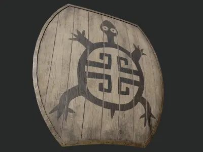 Slavic hybrid shield-painted black turtle symbol Low-poly 3D model