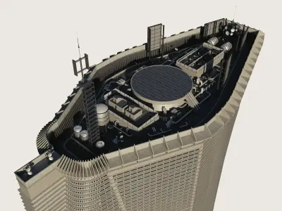 Building Skyscraper City Town Downtown Street Futuristic Utopia Low-poly 3D model