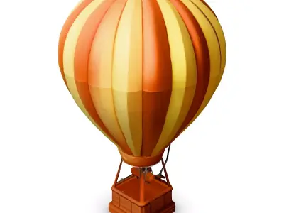 LowPoly Hot Air Balloon Low-poly 3D model