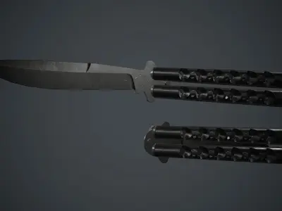 Balisong Knife PBR Game Ready Low-poly 3D model