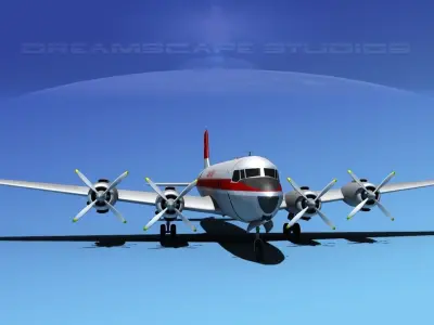 Douglas DC-7C Qantas 3D model