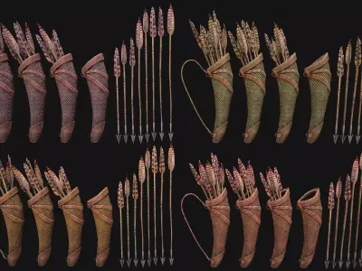 Quiver Archer Crossbowman Set Medieval equipment Low-poly 3D model
