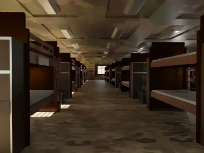 Military Dormitory Low-poly 3D model