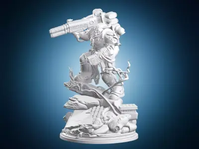 Space Marine with Heavy Bolter 3D print model