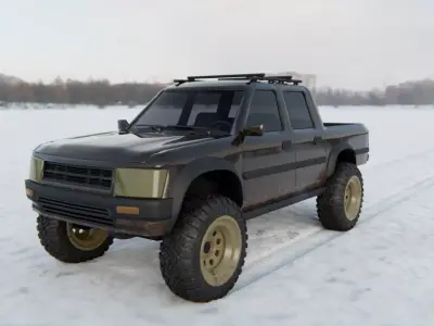 Totoya 4x4 Offroad Pick-up Car Vehicle Game Ready SUV Low Poly Free low-poly 3D model