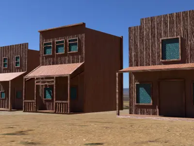 Wild West Town Low-poly 3D model