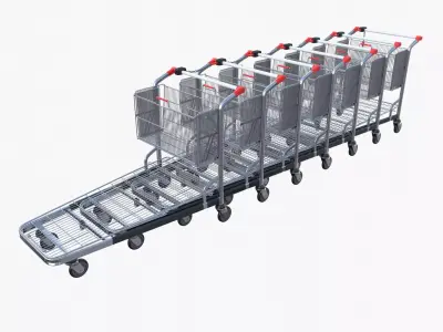 Shopping cart stack v2 Low-poly 3D model