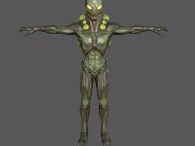 Alien Spitter - Sci-Fi Enemy Rigged Game-Ready  Low-poly 3D model