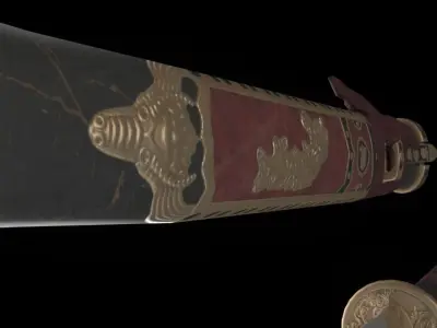 ancient chinese sword Low-poly 3D model