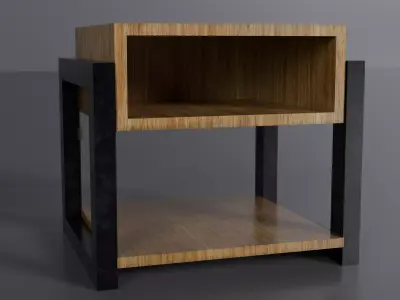 wooden side table-4k texture low poly furniture model  Free low-poly 3D model