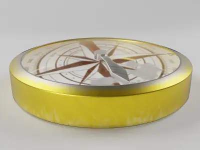 Compass - Low Poly gold Low-poly 3D model