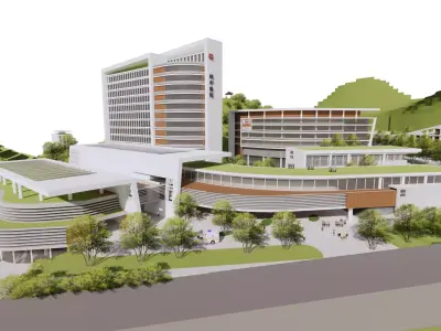 3D Model A Futuristic Healing Hub in Harmony with Nature Low-poly 3D model