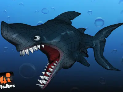 Toon Shark Low-poly 3D model