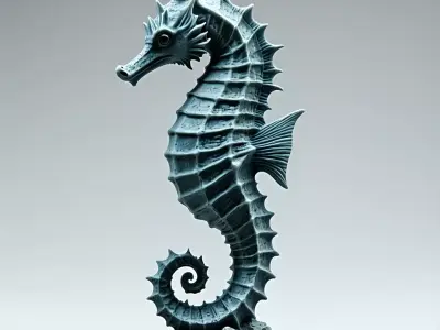 Realistic Seahorse Figurine 3D Model Low-poly 3D model