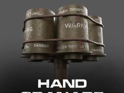 Hand Granade Low-poly 3D model