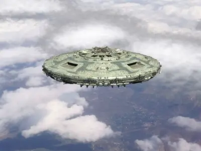UFO Model spaceship flying in sky 3D model