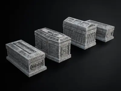 GOTHIC CEMETERY ASSET PACK Low-poly 3D model