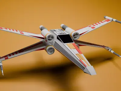 X-Wing Starfighter 3D Model Blender Low Poly and Game Ready Low-poly 3D model