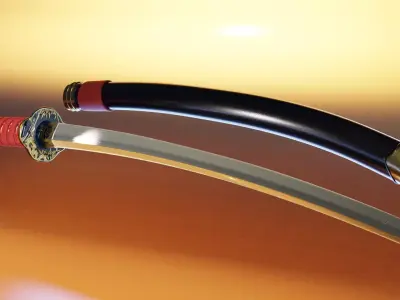 Japanese Katana Free low-poly 3D model