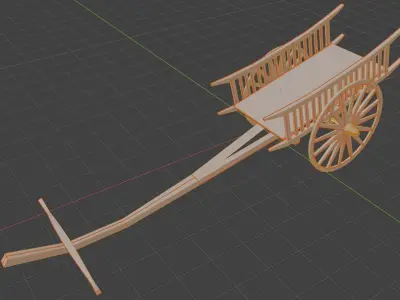 Old thai cart Low-poly 3D model