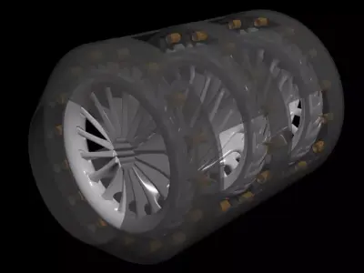 Triple Rim Driven Electric Thrusters - Concept 3D print model