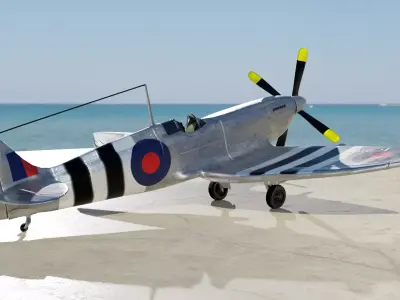 Spitfire Hf mk VII Game and Subdivision ready Free low-poly 3D model