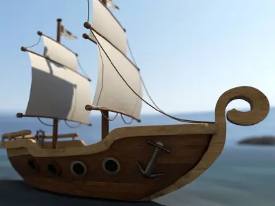 Ship with sails Free 3D model