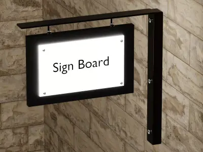 Sign Board on Wall 3D model