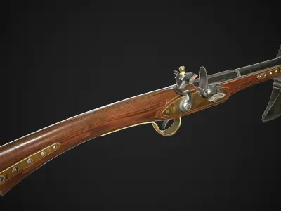 Flintlock Axegun 01 Classic Low-poly 3D model