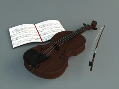 Violin and open book 3D model