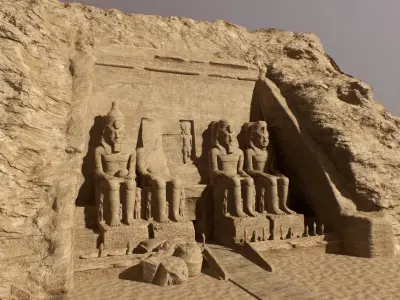 Abu Simbel Egypt Temple of King Ramses II King and Queen PBR Low-poly 3D model