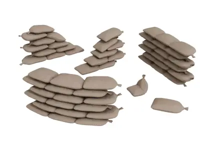 Modular Game-Ready Sandbags Kit 3D Model Low-poly 3D model