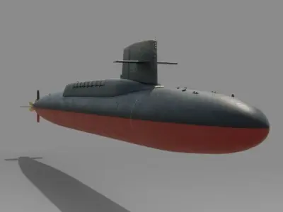 Nuclear submarine SSBN 598 Georges Washington with missile Free 3D model