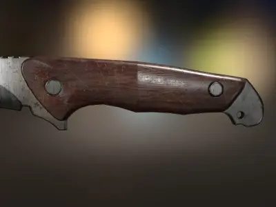 Low Poly model of Knife with wooden handle PBR Low-poly 3D model Low-poly 3D model