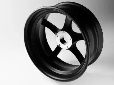 Polished rim without tire Low-poly 3D model