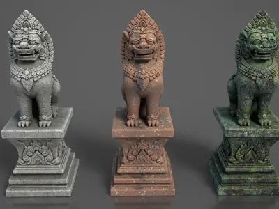Ancient Khmer Statue22-250523 Low-poly 3D model