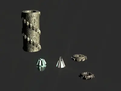 Gears collection metal gear Low-poly 3D model