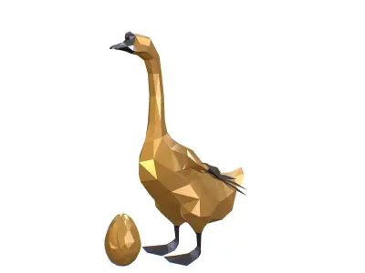 Animated Golden Goose Egg Lowpoly Art Style Low-poly 3D model