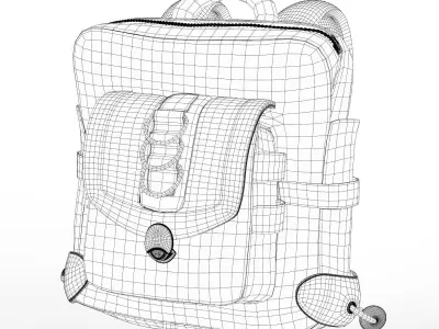 Realistic Bag backpack with metal buckles 3D model