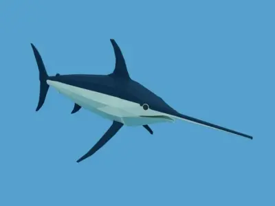Low Poly Cartoon Swordfish Low-poly 3D model