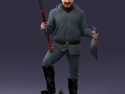 000267 Hunter with Rifle and Trophy 0527 3D model