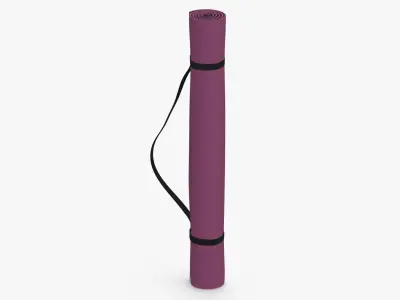 Yoga Mat Purple and Blue Strap 3D model