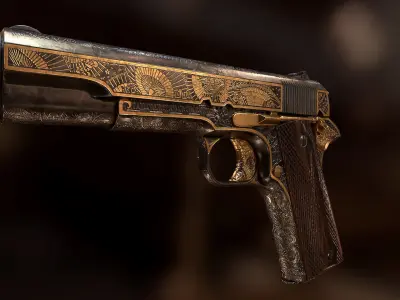 Colt 1911 Yakuza style Low-poly 3D model