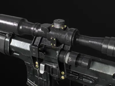 SVD Dragunov Tiger Sniper Rifle with Tactical Kits Low-poly 3D model